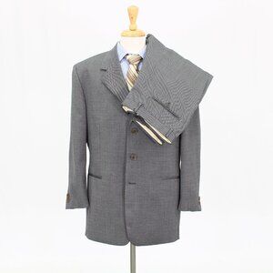 Pal Zileri 44R 37x28 Gray Solid 3-Button Suit R406